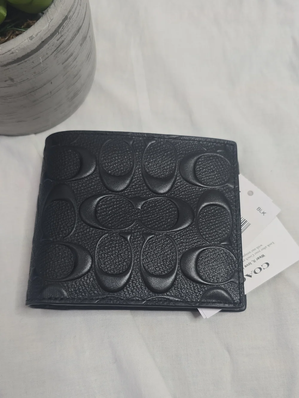Coach Black Embossed Signature 3 In 1 Leather Bifold Wallet NWT